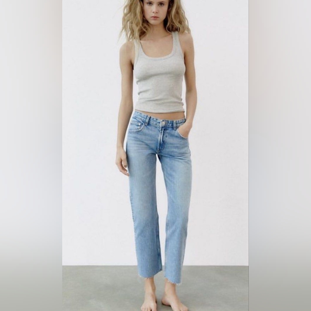 Zara Blue Straight Leg Jeans Relaxed Fit